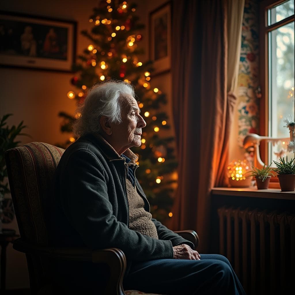 adulto mayor solo en navidad